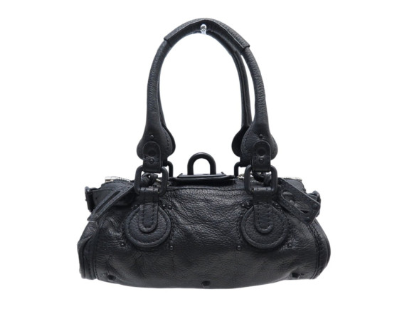 sac a main chloe paddington mini all black cuir graine