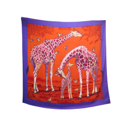  chale hermes les girafes en cachemire soie 140 cm