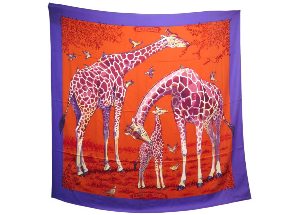 chale hermes les girafes en cachemire soie 140 cm