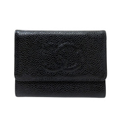  porte monnaie chanel en cuir caviar logo cc