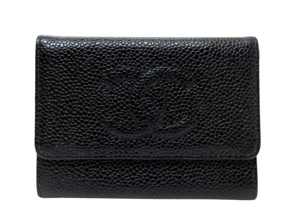  porte monnaie chanel en cuir caviar logo cc