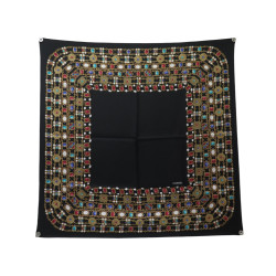  foulard chanel bijoux gripoix carre 90 soie noire