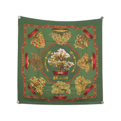  foulard hermes bonsai carre 90 soie vert