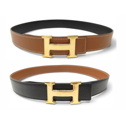 ceinture hermes boucle h dore lien reversible 32mm t70