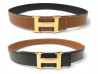 ceinture hermes boucle h dore lien reversible 32mm t70