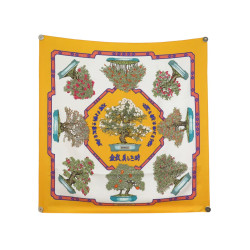  foulard hermes bonsai carre 90 en soie jaune