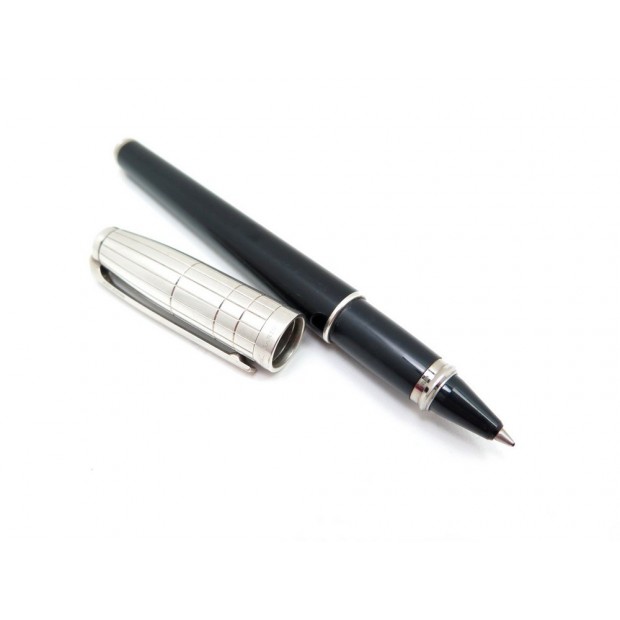 STYLO ROLLERBALL ST DUPONT FIDELIO 452199 LAQUE NOIR METAL ARGENTE PEN 390€
