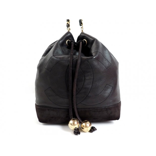 SAC A MAIN CHANEL BESACE SEAU EN CUIR MARRON BANDOULIERE HAND BAG PURSE 2500€