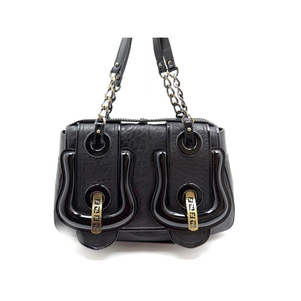 sac a main fendi b bag 8bn165 en cuir noir porte