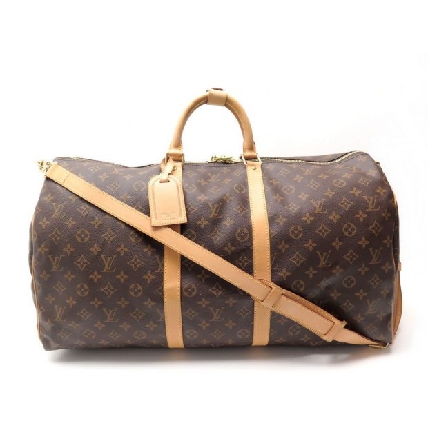 Louis Vuitton Monogram Keepall 55 Bandouliere M41414 Brown Cloth