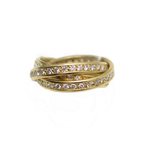 BAGUE CARTIER TRINITY T 52 PAVAGE 96 DIAMANTS 1.5CT OR JAUNE DIAMOND RING 20000€