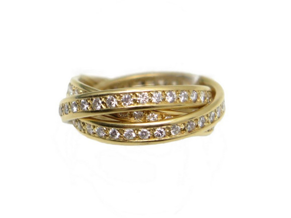 bague cartier trinity t 52 pavage 96 diamants 1.5ct or