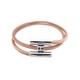 NEUF BRACELET HERMES TOURNIS DOUBLE TOURBILLON CUIR MARRON & H EN ACIER PALLADIE