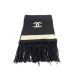 NEUF ECHARPE CHANEL CC EN LAINE ET CACHEMIRE FEMME NOIR CASHMERE WOOL SCARF 990€