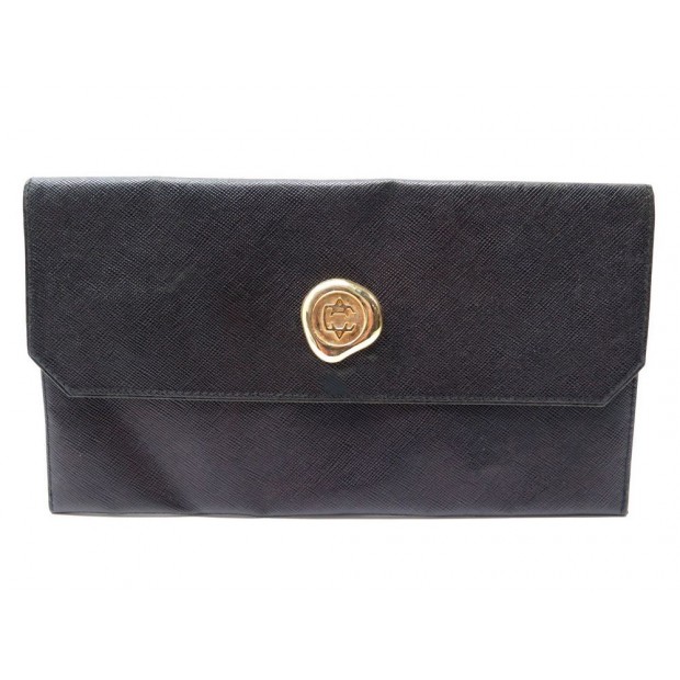 SAC POCHETTE A MAIN VAN CLEEF & ARPELS 24 CM EN CUIR GRAINE NOIR CLUTCH PURSE