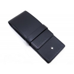 NEUF ETUI MONTBLANC 3 STYLOS MEISTERSTUCK 14313 EN CUIR NOIR PEN CASE BLACK 150€