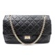 SAC A MAIN CHANEL 2.55 MM CLASSIQUE 28CM CUIR VEAU VIEILLI NOIR DORE PURSE 4750€