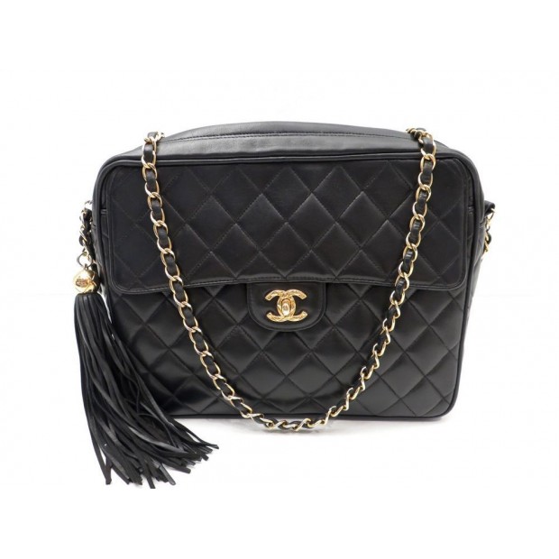 SAC A MAIN CHANEL CAMERA TIMELESS CUIR MATELASSE NOIR 