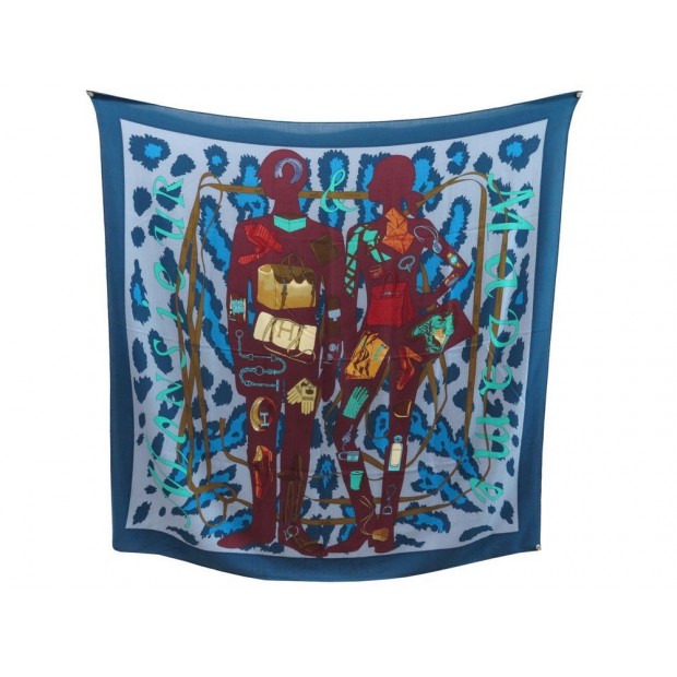CHALE HERMES MONSIEUR & MADAME BARRET CARRE 140 EN CACHEMIRE & SOIE SHAWL 925€