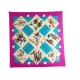 FOULARD HERMES LE MONDE DU POLO DE CRISSEY CARRE EN SOIE FUSHIA BLEU SCARF 350€