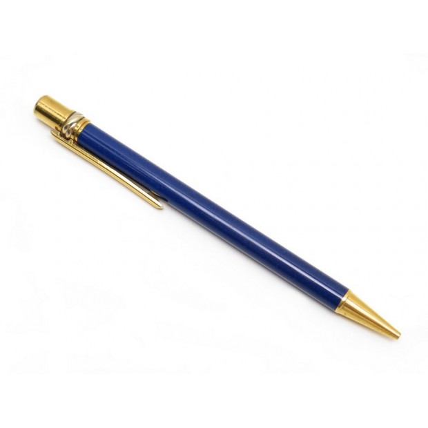 VINTAGE STYLO BILLE MUST DE CARTIER 3 ORS EN LAQUE BLEU & PLAQUE OR PEN 275€