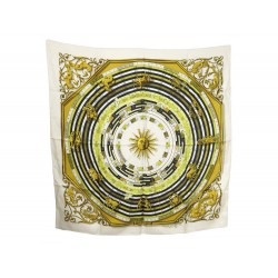 FOULARD HERMES ASTROLOGIE DIES ET HORE EN SOIE BLANC CARRE BOITE SILK SCARF 350€