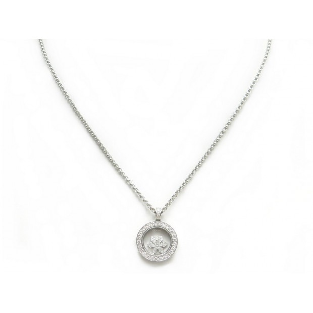 NEUF COLLIER CHOPARD HAPPY SNOW FLAKES FLOCON OR BLANC 55 DIAMANTS 0.57CT 7300€