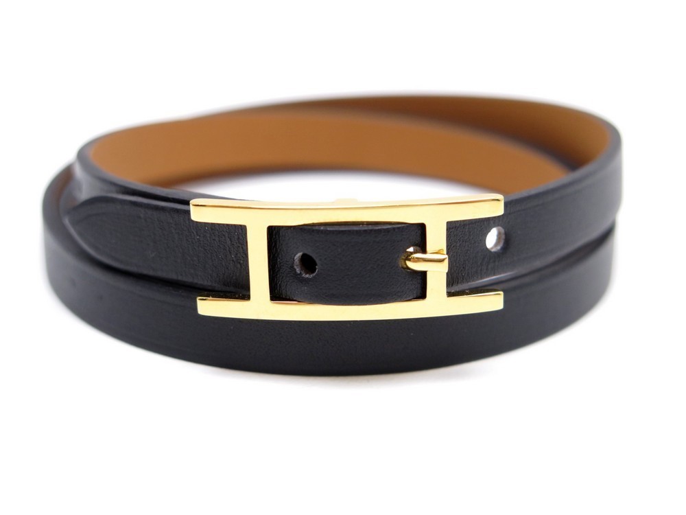Hermès Bracelet triple tour en cuir Hapi bracelet hermes hapi 3 triple tour t19 en cuir veau