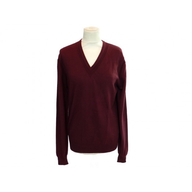 PULL HERMES COL V S 36 EN CACHEMIRE ROUGE HOMME MEN RED CASHMERE TOP 780€