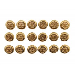 NEUF LOT DE 18 BOUTONS CHANEL LOGO CC EN METAL DORE VESTE MANTEAU SET OF BUTTONS