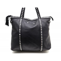 SAC A MAIN SONIA RYKIEL CLOUTEE CABAS EN CUIR NOIR HAND BAG PURSE TOTE 550€