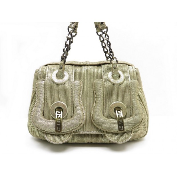 SAC A MAIN FENDI B-BAG 8BN165 EN CUIR D'AGNEAU LAMINE DORE GOLDEN HAND BAG 2990€