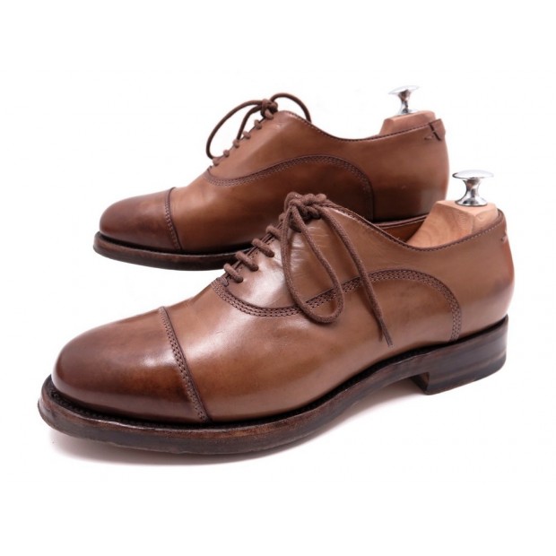 CHAUSSURES SANTONI 12690 RICHELIEU BOUT DROIT 6 IT 41 EN CUIR MARRON SHOES 695€