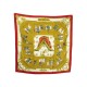 FOULARD HERMES EQUITATION JAPONAISE 1969 EN SOIE ROUGE CARRE 90 SILK SCARF 350€
