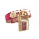 MONTRE HERMES KELLY CADENAS PLAQUE OR CUIR LEZARD ROUGE 1997 QUARTZ WATCH 2350€