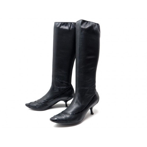 CHAUSSURES BOTTEGA VENETA BOTTES A TALONS 41 EN CUIR NOIR BOITE SAC BOOTS 1250€