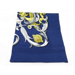 NEUF ECHARPE HERMES FOULARD EN SOIE BLEU & DORE SCARF SILK BLUE 270€