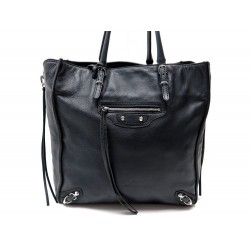 SAC A MAIN BALENCIAGA PAPER A5 CUIR NOIR 