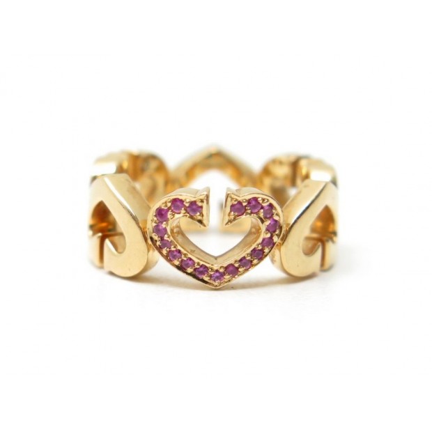 NEUF BAGUE CARTIER COEURS ET SYMBOLES T 47 EN OR JAUNE & SAPHIRS ROSE RING 4050€