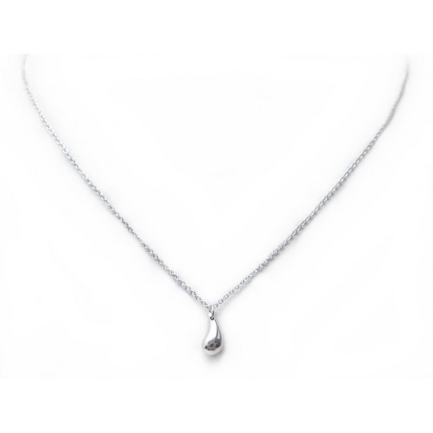 NEUF COLLIER TIFFANY & CO PENDENTIF LARME EN PLATINE 3GR TEARDROP NECKLACE 1500€