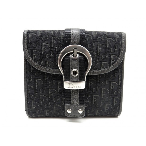 PORTEFEUILLE CHRISTIAN DIOR GAUCHO MONOGRAMME SIGNATURE TOILE NOIRE WALLET 250€