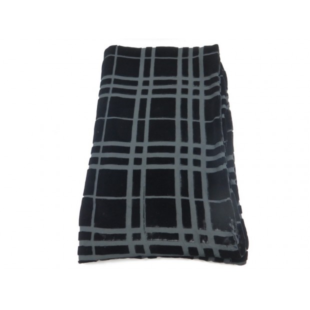 NEUF ECHARPE BURBERRY TARTAN EN VISCOSE ET SOIE NOIR FEMME ETOLE SCARF 395€