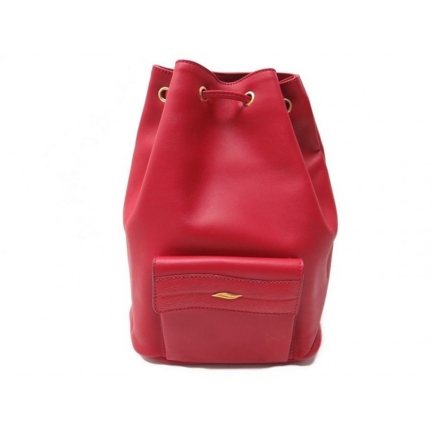 NEUF SAC A DOS ST DUPONT 20 CM EN CUIR ROUGE FEMME RED LEATHER BACKPACK PURSE