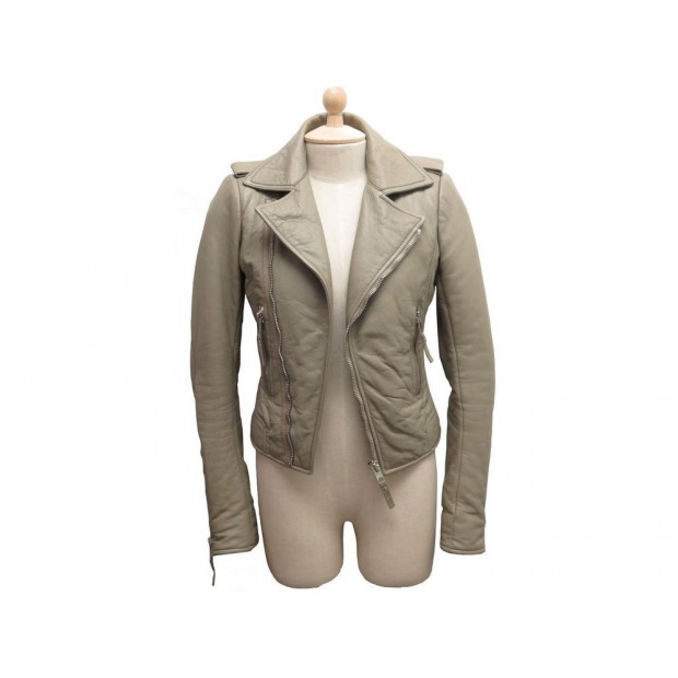 BLOUSON BALENCIAGA PERFECTO 36 S GHESQUIERE VESTE EN CUIR TAUPE JACKET 2950€