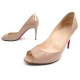 CHAUSSURES CHRISTIAN LOUBOUTIN ESCARPINS CUIR VERNIS NUDE BEIGE 