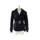 BLOUSON BURBERRY 36 S VESTE CINTREE EN COTON BLEU AVEC CEINTURE TARTAN COAT 695€