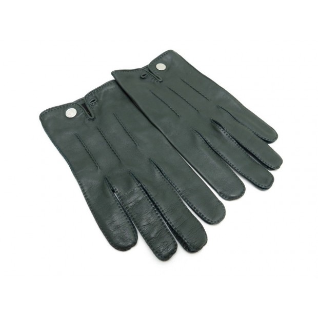 gants hermes t 9 nervures droites en cuir vert