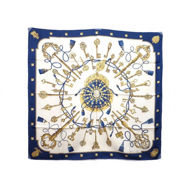 VINTAGE FOULARD HERMES LES CLES 1ERE EDITION 1965 CARRE + BOITE SILK SCARF 345€