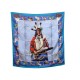 FOULARD HERMES PANI LA SHAR PAWNEE KERMIT OLIVER CARRE BLEU BOITE SCARF 345€