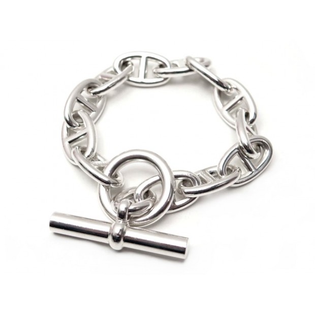 NEUF BRACELET HERMES CHAINE D'ANCRE TGM 12 MAILLONS EN ARGENT MASSIF + SAC 1080€